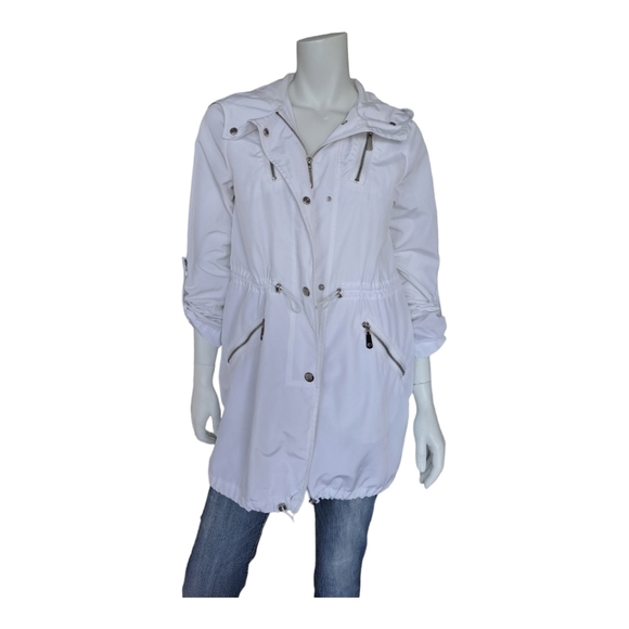 Vince Camuto white women's trench adjustable waist and sleeves autumn fa… - Picture 3 of 15